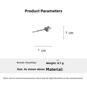 Detailed size specifications for a silver heart-shaped hair clip with colorful dots