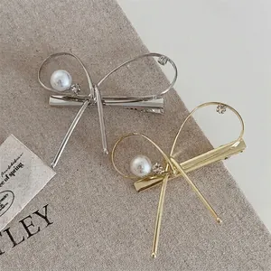 Pince à Cheveux Nœud en Alliage Élégante pour Femme Avec Fausse Künstliche Perle et Strass Accessoire Cheveux Mode