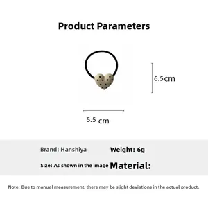 Detailed size and weight specs for vintage polka dot heart elastic hair band