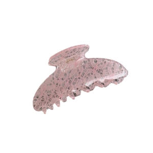 Pince à cheveux motif dentelle rose en résine transparente pour coiffure élégante