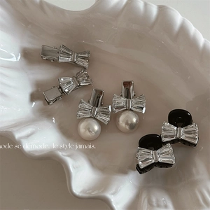 Barrette Nœud Élégante Avec Strass Et Künstliche Perle d'Imitation Mini Pince à Cheveux en Cristal pour Femme Accessoire de Mode