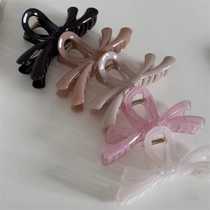Lot de 5 pinces à cheveux noeud colorées en noir, rose et beige pour coiffure femme
