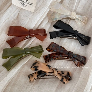 French Vintage Bow Hair Clip Acetate Handmade Spring Clip Elegant Ponytail Holder Women Sweet Styling Accessories