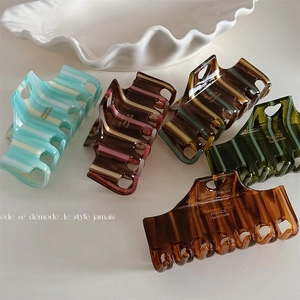 French Style Striped Cellulose Acetate Hair Claw Clip For Women Large Rectangular Hair Grip Retro Hair Catch Hairpins Jewelry