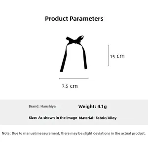 Spécifications détaillées de la taille du nœud papillon noir avec pince en métal poli