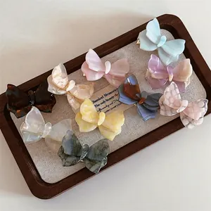 Fermaglio per Capelli a Farfalla in Acetato Fatto a Mano Trama Marmo Dolce Fermaglio per Frangia Accessori per Capelli Donna