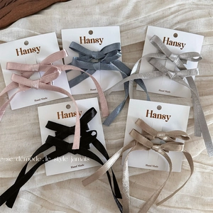 Élégante Pince à Cheveux Bec de Canard en Tissu Avec Nœud et Long Ruban Satin Brillante Style Princesse pour Femme Fête Accessoires