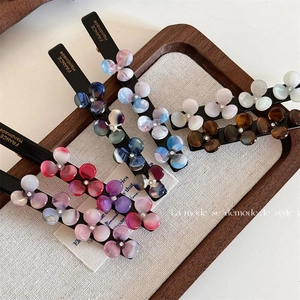 French Acetate Flower Hair Clip Handmade Gradient Petals Rhinestone Duckbill Clip For Women Girls Elegant Hair Accessories