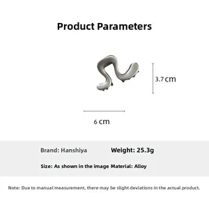 Paramètres de taille détaillés de la pince à cheveux ondulée en métal argenté de 6cm