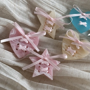 Sweet ballet style star heart hair clip with marble acrylic and pink ribbon bow