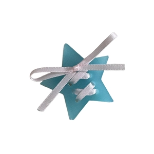 Blue star hair clip with pink satin ribbon bow in a sweet balletcore style accessory
