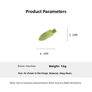 Détail de la pince à cheveux vert mat avec spécifications de taille 6cm x 2cm