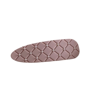 Pink quilted duckbill hair clip with silver bead accents and matte elegant finish
