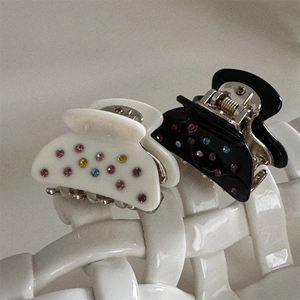 Mini mollette per capelli con strass colorati in bianco e nero per donna