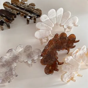 Elegant Acetate Large Hair Claw Clip For Women Vintage Marble Petal Pattern French Style Hair Grip Accessories