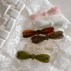 Barrette à Cheveux Nœud en Acétate Vintage Français AMY BEAR Imprimé Lettres Pince à Cheveux Élégante pour Femme