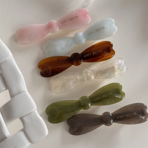 Barrettes à cheveux nuds en acétate six couleurs avec étiquettes dorées pour femmes