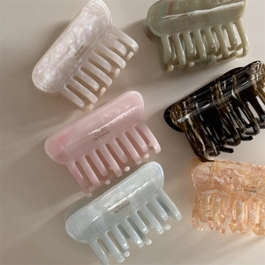 Barrettes à griffes en acétate style français, six couleurs avec finition marbrée chic