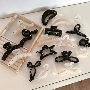 Elegant Korean Style Resin Hair Claw Clips For Women Colorful Rhinestone Star Heart Bow Shark Clips Hair Accessories Jewelry
