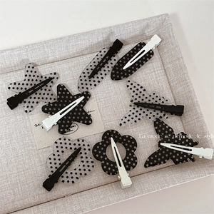 Korean Style Polka Dot Hair Clip Star Butterfly Flower Duckbill Clip Sweet Mixed Materials Hair Accessories For Women Girls
