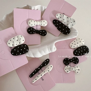 Black White Polka Dot Hair Clips Elegant Alloy Resin Bowknot Hairpins Geometric Side Bangs Clip For Women Fashion Jewelry Accessories