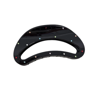 Elegant black half-moon hair claw clip with colorful rhinestones for stylish hair styling