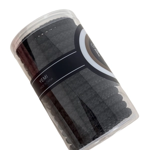 Thick woven elastic hair bands in a cylindrical storage case for high ponytails