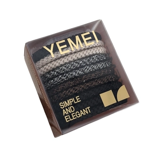 Set of 10 high-elasticity basic hair ties in neutral colors presented in a gift box