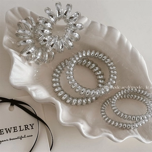 Élastiques à Cheveux Argent Cordon de Téléphone Bandeaux Spirale Métallique pour Femmes Haute Élasticité Accessoires de Coiffure