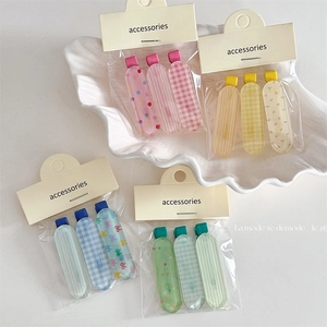 Barrettes À Cheveux Mignonnes De Style Coréen Pour Filles Femmes Plastique Alliage Fait À La Main Damier Floral Plaid Clips Bec De Canard