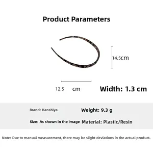 Dimensions détaillées du serre-tête écaille de tortue léopard avec taille et poids