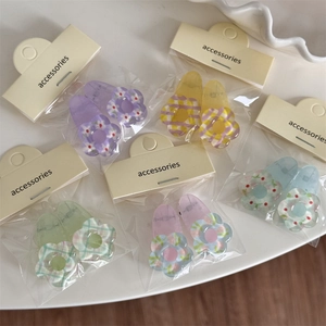 Barrettes à cheveux à motif floral et à carreaux en couleurs pastel pour les femmes