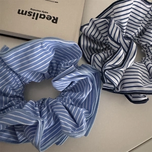Lot de chouchous à rayures bleues et blanches en tissu minimaliste pour la coiffure
