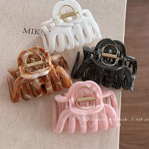 Large Acetate Hair Claw Clip For Women Ink Marble Pattern Nonslip Strong Hold Shark Clip French Style Hair Styling Accessory