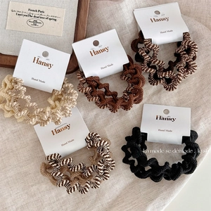 Elastici per Capelli in Tessuto Ondulato da Donna ad Alta Elasticità Fatti a Mano Fasce per Capelli Semplici Toni della Terra Eleganti
