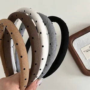 Vintage Polka Dot Padded Headband For Women French Style Fabric Sponge Filled Wide Hair Band Elegant Daily Hair Accessories