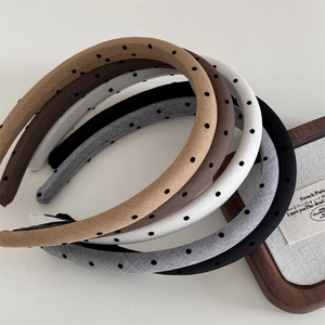 Polka dot knitted headband set in multiple colors with high top design for women