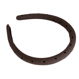 Chic brown polka dot wide headband with a high top design for women's hair styling