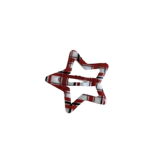 Star-shaped hair clip with classic red and white plaid pattern for women and girls