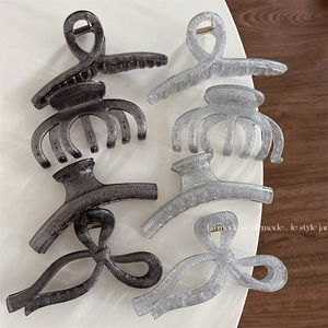 Glitter Hair Claw Clip Large Resin Shark Clips For Women Sweet Bow Geometric Twisted Hairpin Korean Style Fashion Hair Accessories