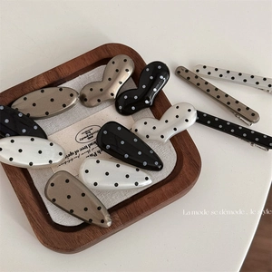 Vintage Polka Dot Hair Clips Resin Alloy Duckbill Clips For Women Daily Hair Styling Korean Geometric Polka Dot Hairpins