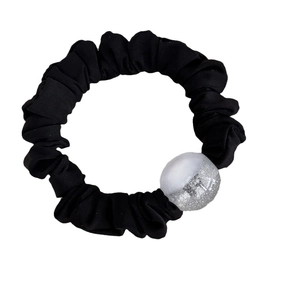 Vintage gray elastic hair tie with a glitter resin ball charm for women hair styling