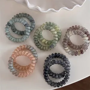 Chouchous de Style Coréen Dégradé Marbre Fil de Téléphone Anneaux de Cheveux en Spirale Sans Couture à Haute Élasticité pour Femmes Accessoires de Cheveux