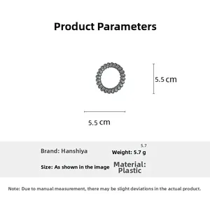 Deep grey spiral hair tie detail showing 5.5cm diameter and high elasticity plastic