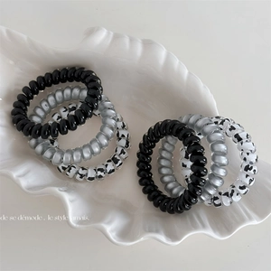Korean Fashion Spiral Hair Ties For Women Milk Cow Pattern Polka Dot Elastic Telephone Wire Hair Rings No Crease Hair Ties