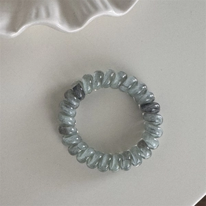 Vue détaillée de l'élastique spirale avec motif de marbre gris et fini transparent