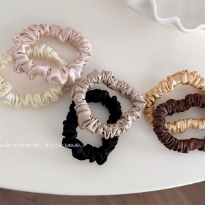 Silk Fabric Hair Scrunchies For Women Elegant Solid Color High Elastic Hair Ties Handmade No Trace Headwear Accessories