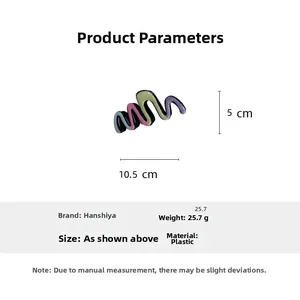 Detailed dimensions of 10.5cm multi-color wavy claw clip showing size and weight