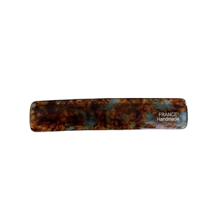 Rectangle acetate hair barrette in retro tortoiseshell with gold France Handmade logo