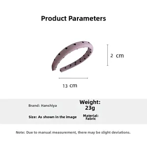 Serre-tête rose à motif cœur spécifications détaillées largeur 13cm et épaisseur 2cm